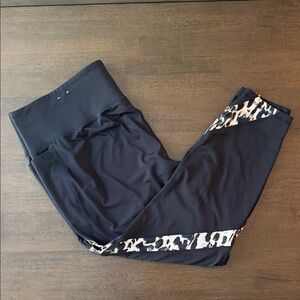 Livi Active Black Leggings with Leopard Print